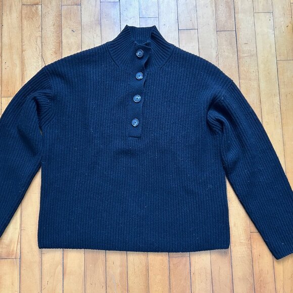 Everlane Cocoon Henley Sweater in Wool Cashmere Black S - Picture 5 of 7